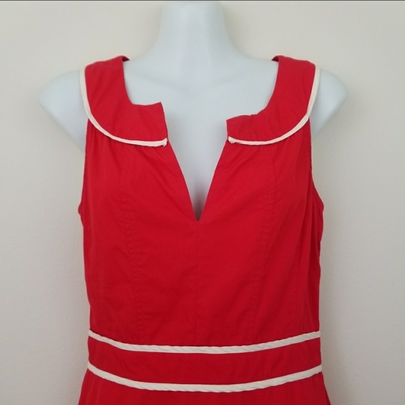 eShakti | Red/White Fit & Flare Pin-Up Dress XS - Picture 2 of 6